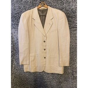 New River Co Blazer Men's Large Tan Linen Sport Coat 3 Button Casual Jacket
